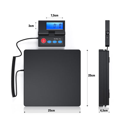 Nilpferd Paketwaage bis 50 kg mit klappbarem LCD-Wanddisplay