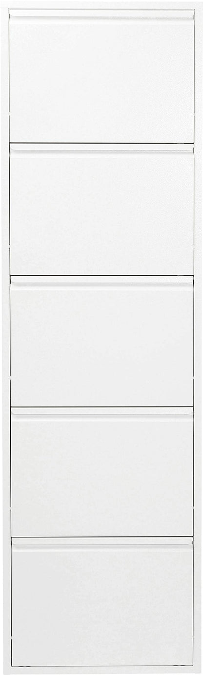 Kare Design Schuhschrank Caruso - Weiss, 5 Klappen schmal. Zur geordneten und raumsparenden Schuhlagerung.