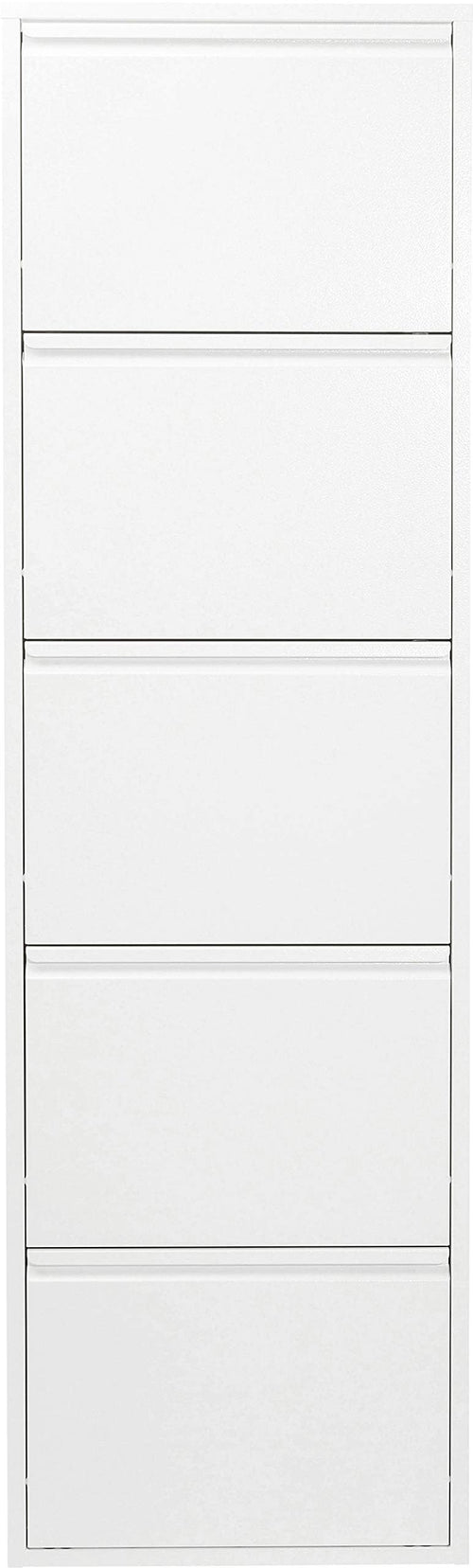 Kare Design Schuhschrank Caruso - Weiss, 5 Klappen schmal. Zur geordneten und raumsparenden Schuhlagerung.