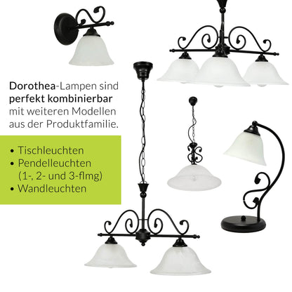 Licht-Erlebnisse DOROTHEA Pendelleuchte - Ø40cm Landhaus Schwarz