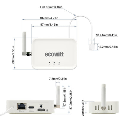 Ecowitt GW3000 Wetterstation Gateway - WLAN/LAN mit Innensensoren