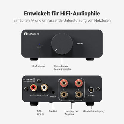 Fosi Audio V3 HiFi Mini Stereo Verstärker - 300W x2