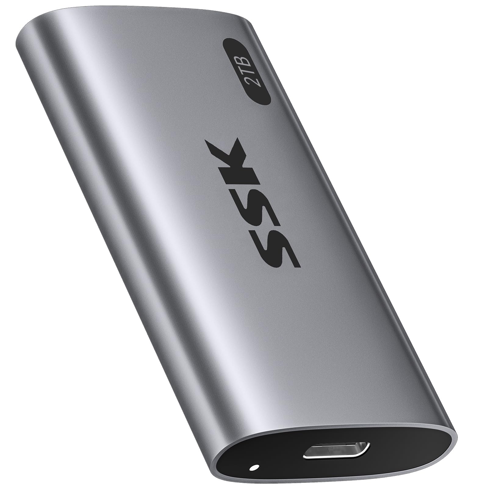SSK 2TB Portable Externe SSD - USB-C 3.2 Gen2, 550 MB/s. Schwarze, kompakte SSD zur schnellen Datenübertragung.