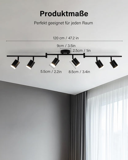 Leselux LED Deckenstrahler 6-flammig, schwarz, GU10, schwenkbar