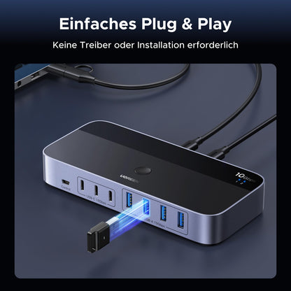 UGREEN USB Switch 2 In 7 Out 10Gbps, KVM Umschalter für 2 PCs