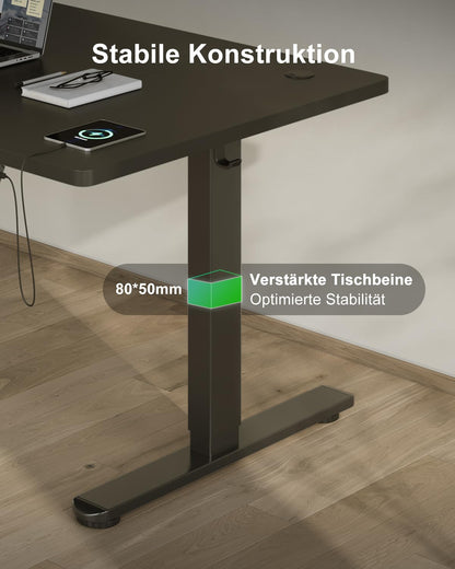 Devoko Höhenverstellbarer Schreibtisch Elektrisch 160x80cm Schwarz