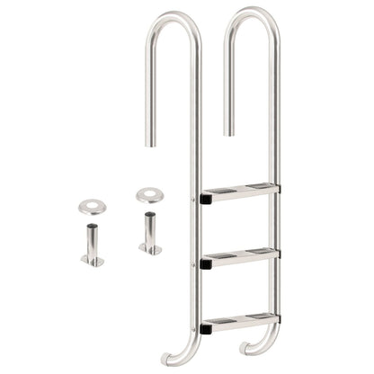 Zelsius V2A Edelstahl Poolleiter 3 Stufen – Silber, rutschsicher