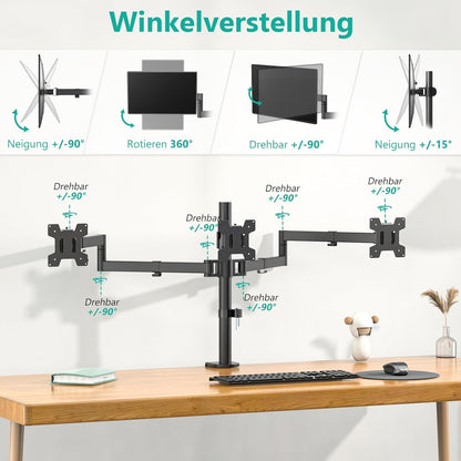 WALI M003S Monitorhalterung 3 Monitore – 27 Zoll Schwarz