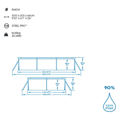 Bestway Steel Pro Frame Pool eckig blau 300x201x66cm ohne Pumpe