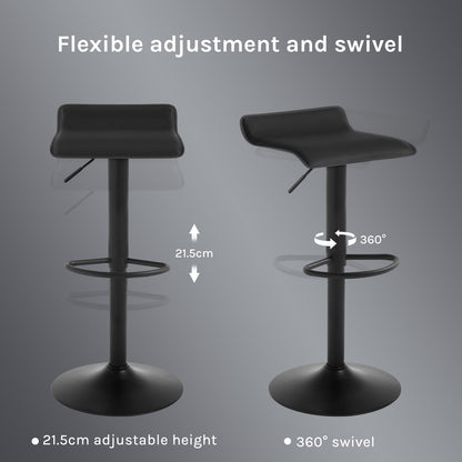 WOLTU Barhocker 2er Set Höhenverstellbar Kunstleder - Schwarz