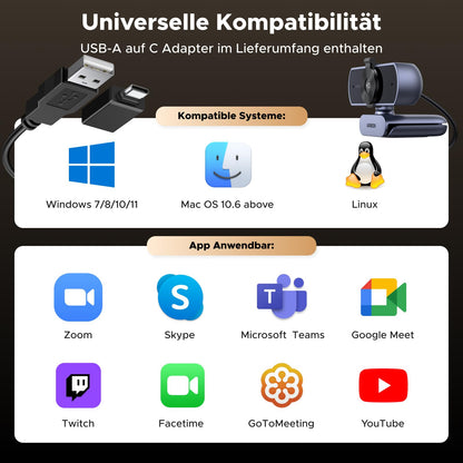 UGREEN FineCam Lite 4K Webcam mit Mikrofon und Objektivabdeckung