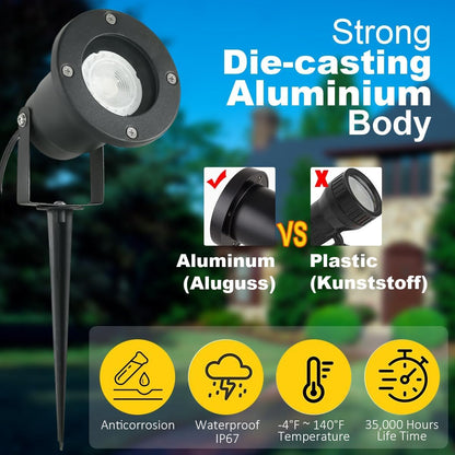 OMSEN Gartenstrahler Erdspiess – GU10 Warmweiss IP67 4er Set