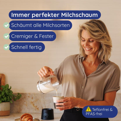 Safecourt Elektrischer Milchaufschäumer MF500 mit Glasbehälter