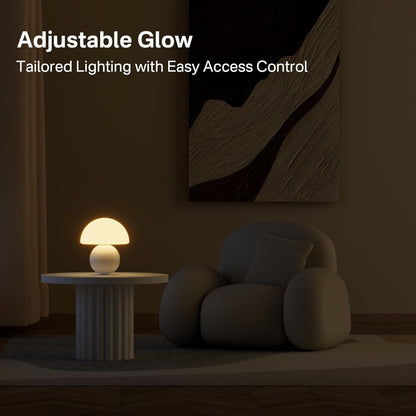 Dawnwake Pilzlampe LED Tischlampe dimmbar mit Keramiksockel weiss