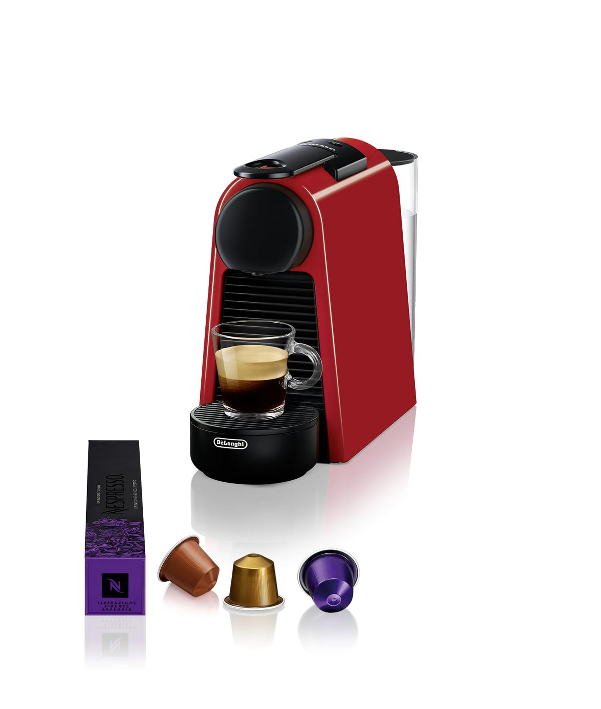 De'Longhi Nespresso Essenza Mini EN 85.R Kapselmaschine Rot – kompaktes Gehäuse für Espresso und Lungo