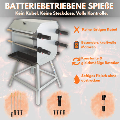 ACTIVA Mutzbratengrill 10840, Mangal-Grill mit Motor und 4 Spiessen