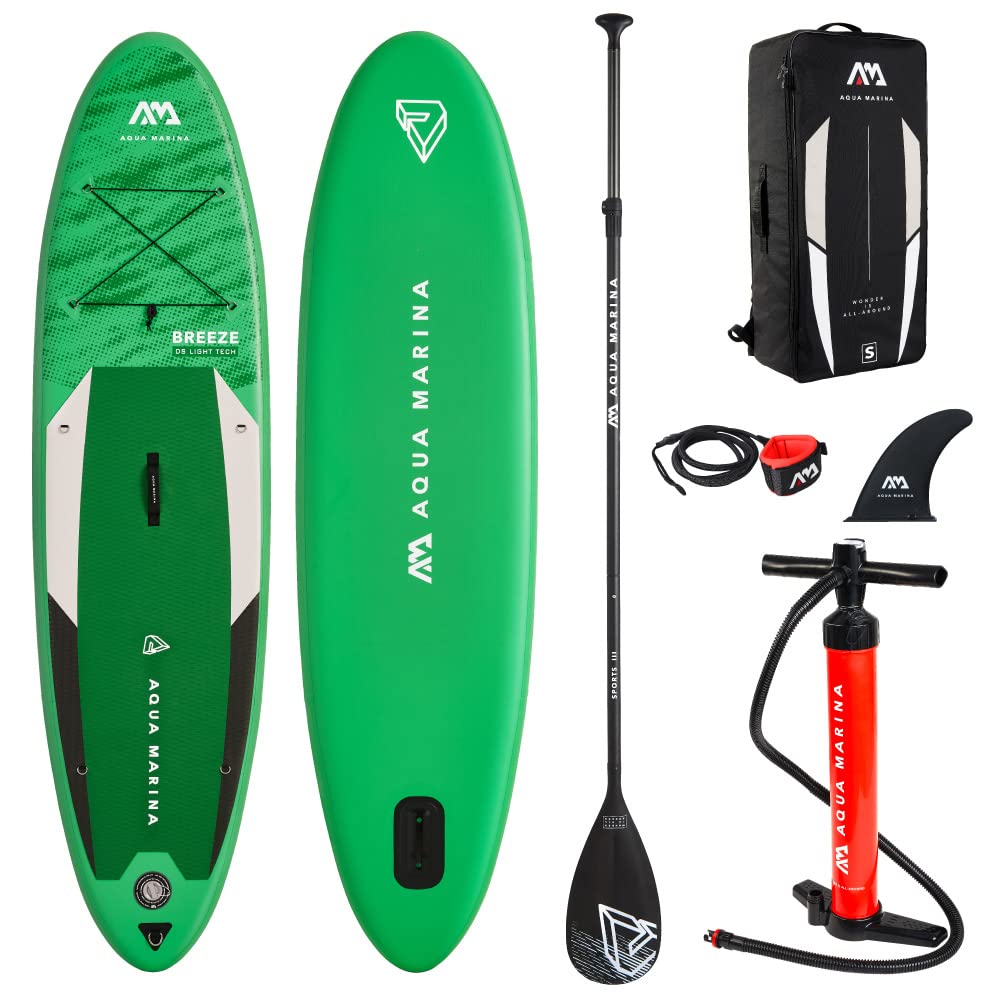 Aqua Marina Breeze All-around Stand Up Paddleboard 3.0m Grün. Grünes, aufblasbares SUP-Board (3m), vielseitig zum Stehpaddeln.