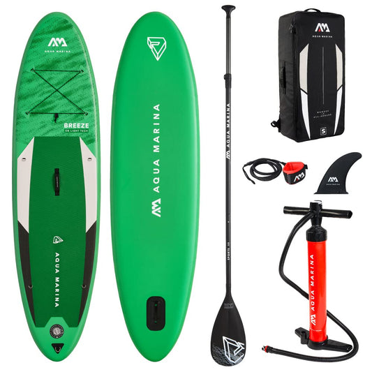 Aqua Marina Breeze All-around Stand Up Paddleboard 3.0m Grün. Grünes, aufblasbares SUP-Board (3m), vielseitig zum Stehpaddeln.