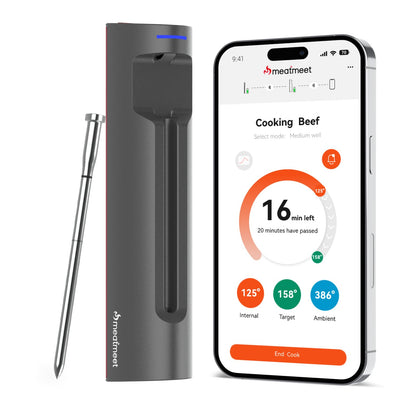 Meatmeet S Pro Fleischthermometer, kabellose Edelstahl-Sonde mit sechs Temperatursensoren