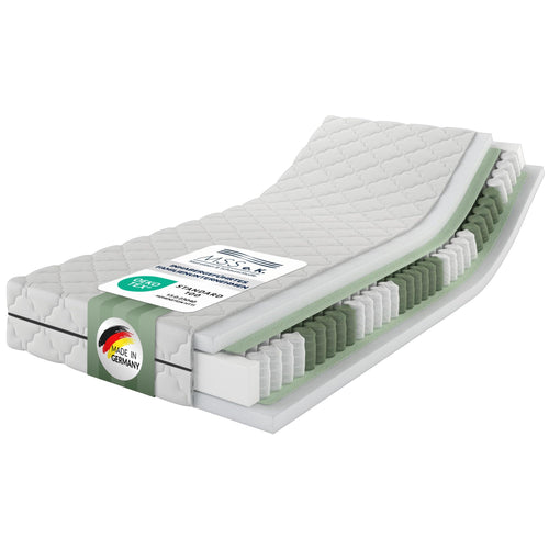 MSS Medic 7-Zonen Taschenfederkernmatratze - 90x200 H2. Rechteckig, weiß. Bietet ergonomische Körperanpassung, Druckentlastung.