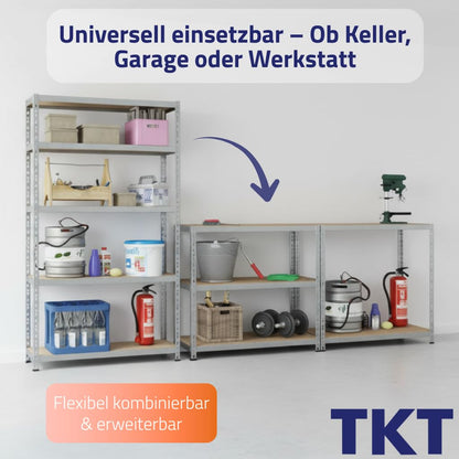 TKT Work System Schwerlastregal verzinkt 180x120x40 cm mit 5 Holzböden