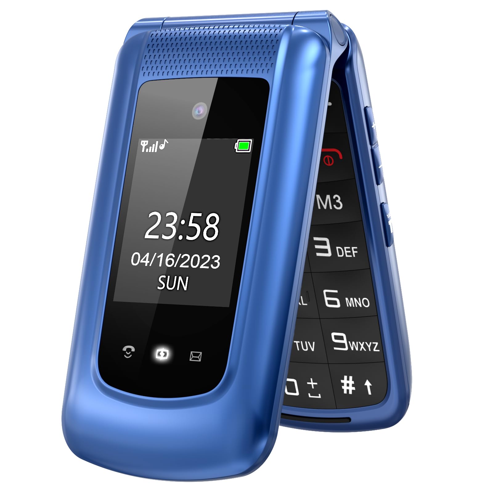 uleway G380D-SE Seniorenhandy, Klapphandy mit SOS-Taste, Blau – Grosstasten-Handy mit 2,4-Zoll-Farbdisplay