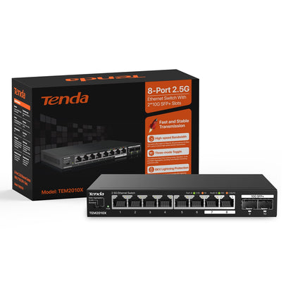 Tenda TEM2010X Unmanaged 2.5G Netzwerk Switch - 8x 2.5G, 2x 10G SFP+