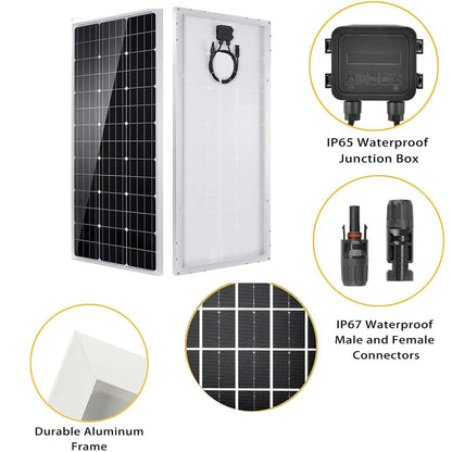 100W Mono Solarpanel Kit – 12V inkl. 20A Laderegler