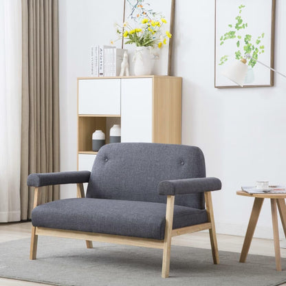 vidaXL Sofa 2-Sitzer Polstersofa – Stoff Dunkelgrau