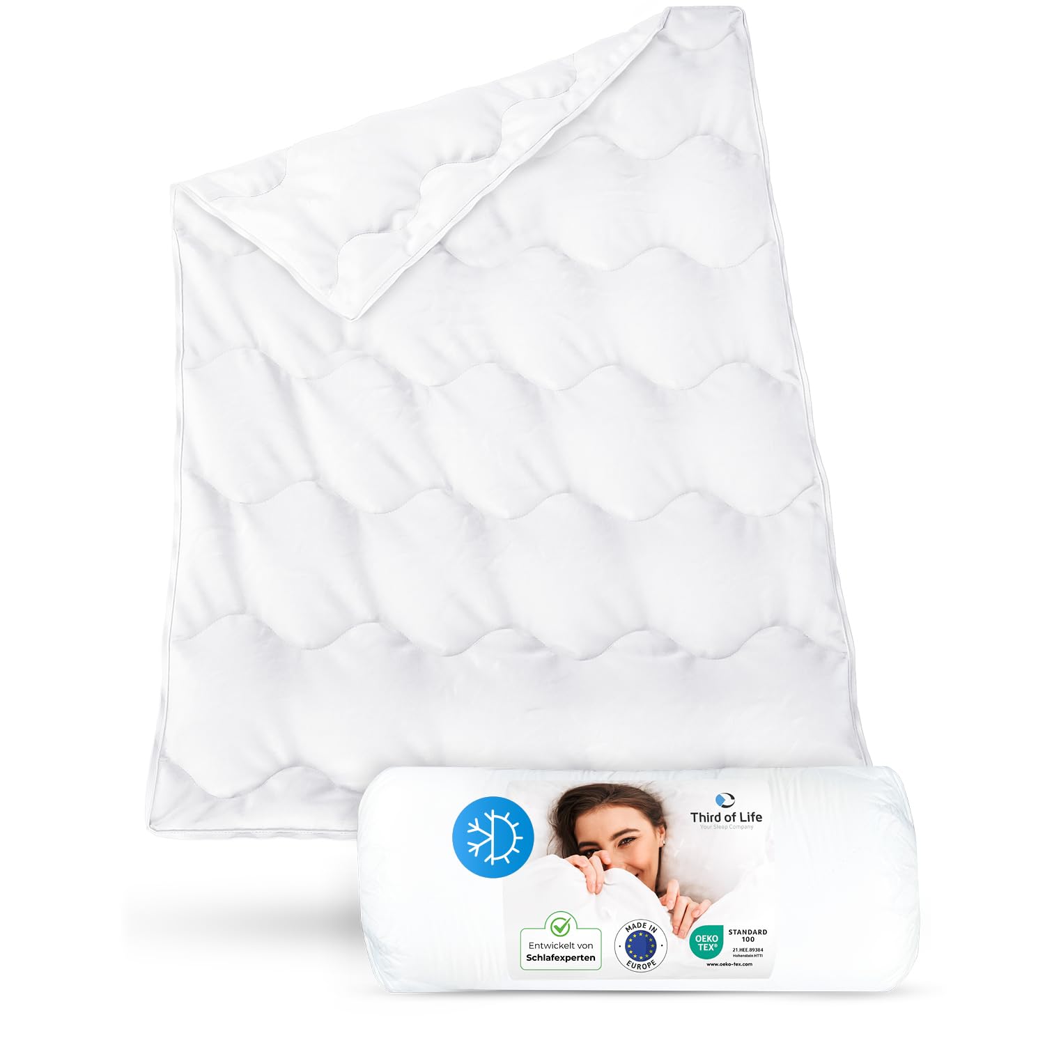 VERDA Ganzjahresdecke Thermoregulierende Bettdecke - 155x220 cm, rechteckig, weiß, für konstanten Schlafkomfort.