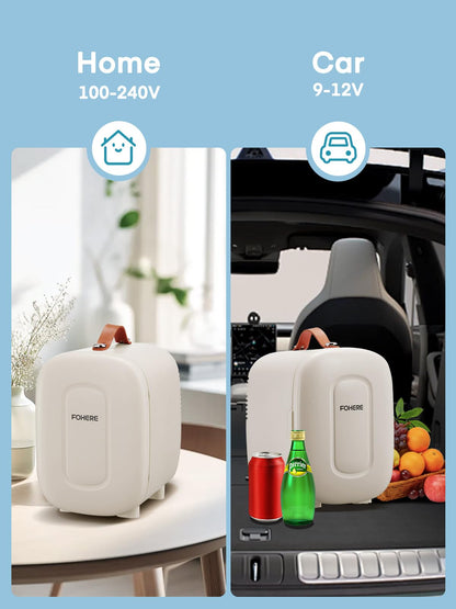 FOHERE Mini Kühlschrank 5 Liter, Kühl- und Wärmefunktion, 220V/12V