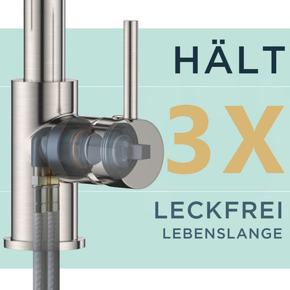 FORIOUS Küchenarmatur Hochdruck mit herausziehbarer Brause, Edelstahl