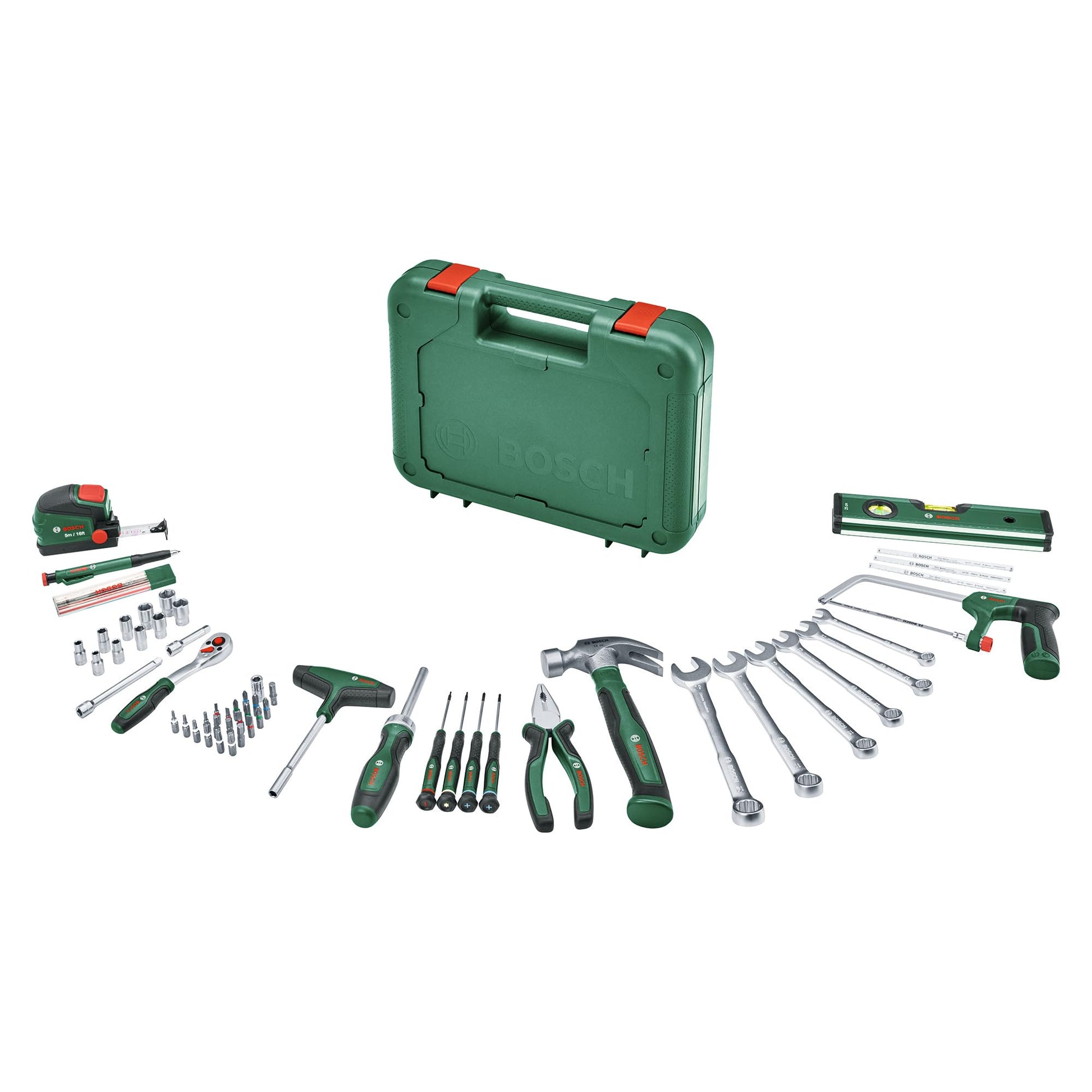 Bosch Universal Werkzeug-Set Handwerkzeug - 64-teilig. Kompaktes, schwarzes Set mit diversen Handwerkzeugen. Für Reparaturen, Montagearbeiten und Befestigungen.