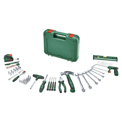 Bosch Universal Werkzeug-Set Handwerkzeug - 64-teilig. Kompaktes, schwarzes Set mit diversen Handwerkzeugen. Für Reparaturen, Montagearbeiten und Befestigungen.