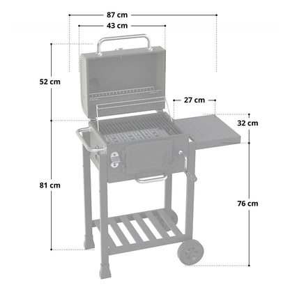 TAINO HERO Smoker klein Holzkohlegrill mit klappbarem Seitentisch