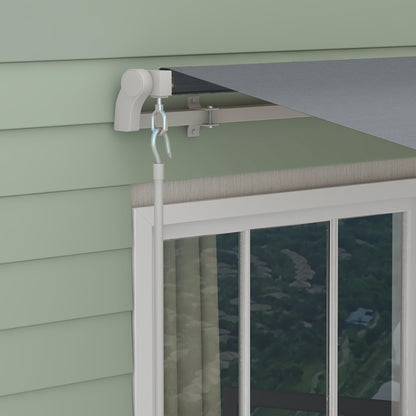 Outsunny Klemmmarkise 395cm – Balkon Sonnenschutz Weiss-Grau