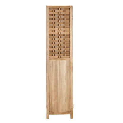 Homestyle4u Paravent Holz Rattan Optik 3-teilig Hellbraun