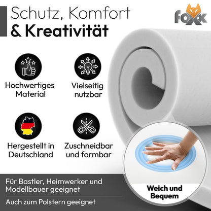 Foxx Schaumstoffplatte RG25 110x200x3 cm, mittelfester PU-Schaum
