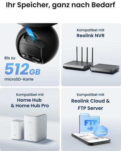 Reolink E1 Outdoor 5MP PTZ Überwachungskamera WLAN, 3X optischer Zoom