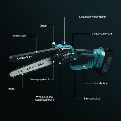 KIESBOHR Akku Kettensäge CS001 8 Zoll – Ohne Akku, Makita 18V