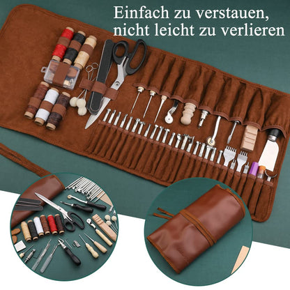 Wamkon Leder Näh- und Schnitzwerkzeug-Set inkl. Tasche