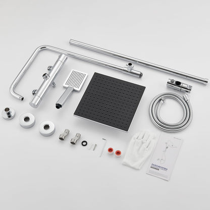 Auralum Thermostat Duschsystem mit Verbrühschutz – 25x25cm Regendusche