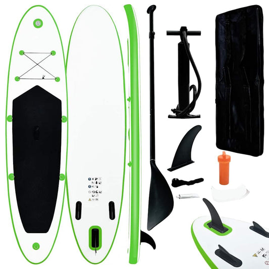 vidaXL Aufblasbares SUP Surfbrett Set Grün Weiss