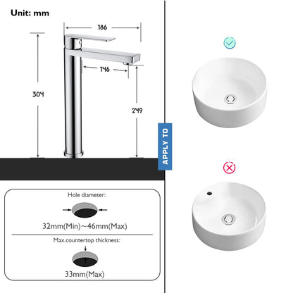 Decaura Waschtischarmatur Hoch chrom - Aufsatzwaschbecken