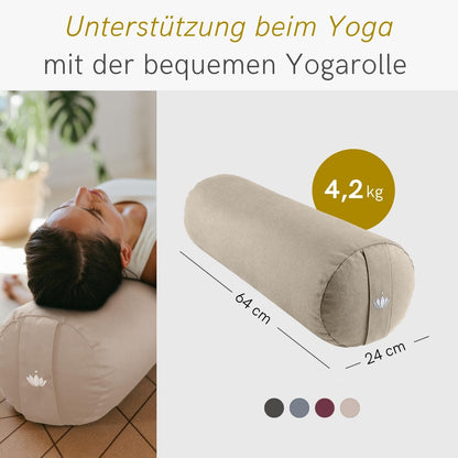 Lotuscrafts Yoga Rolle Yogabolster mit Bio-Dinkelfüllung, GOTS