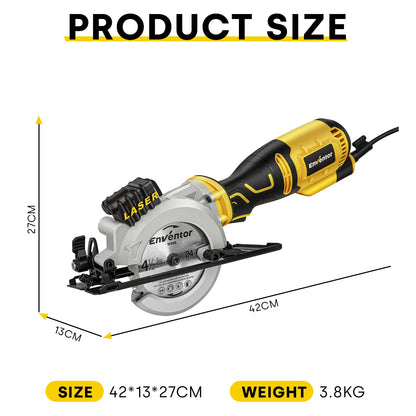 ENVENTOR Mini Handkreissäge 705W - Mit Laser & Schiene