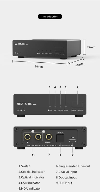 S.M.S.L SU-1 Hi-Res Audio DAC – MQA & MQA-CD Decoder