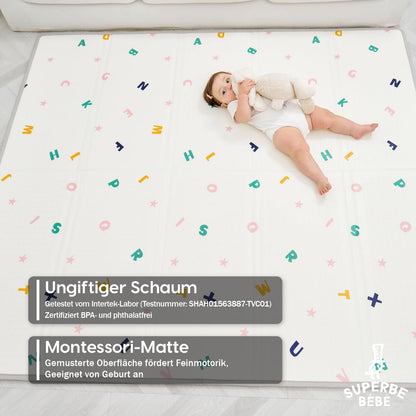 SUPERBE BEBE Krabbelmatte Spielmatte faltbar 180x200 cm XPE-Schaum