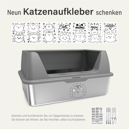 Katzentoilette Edelstahl XXL mit Deckel - 60x40x30cm
