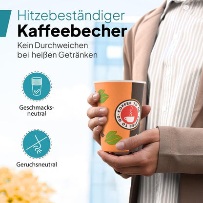 Commerline Einweg-Kaffeebecher To Go aus Pappe, 200 ml, 1000 Stück